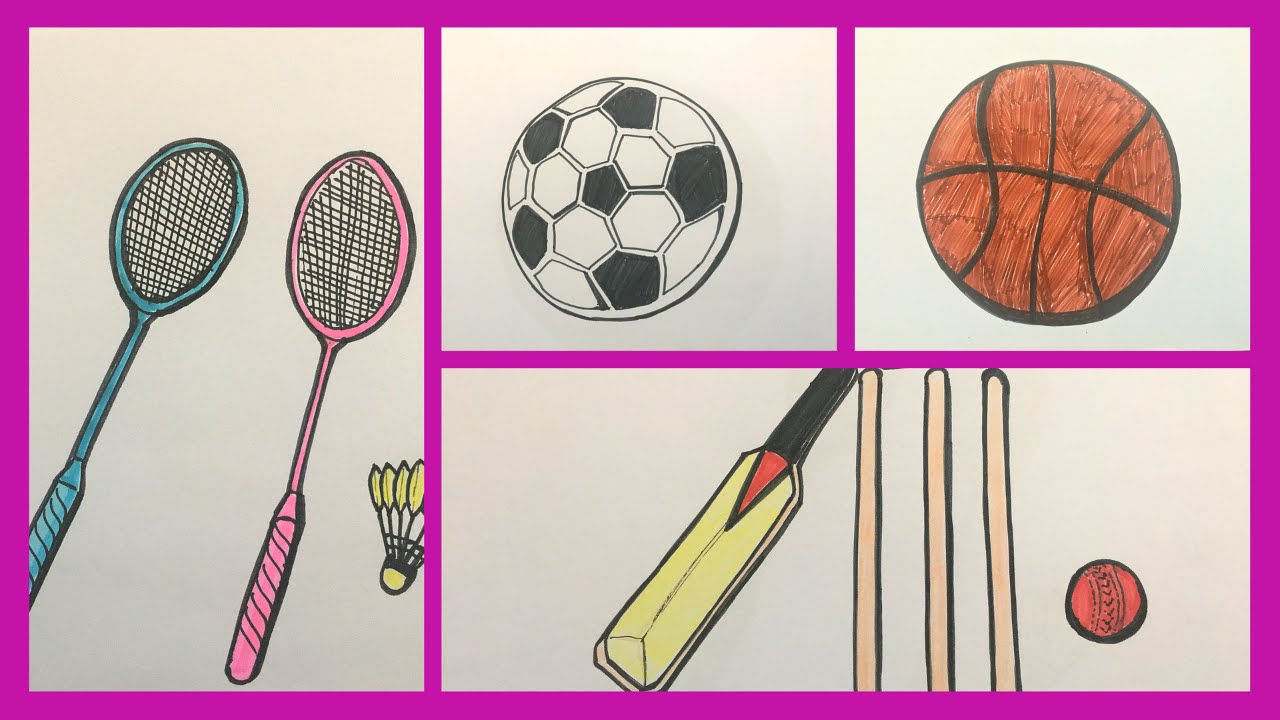 1280x720 How To Draw And Color Outdoor Games For Kids - Drawing Games