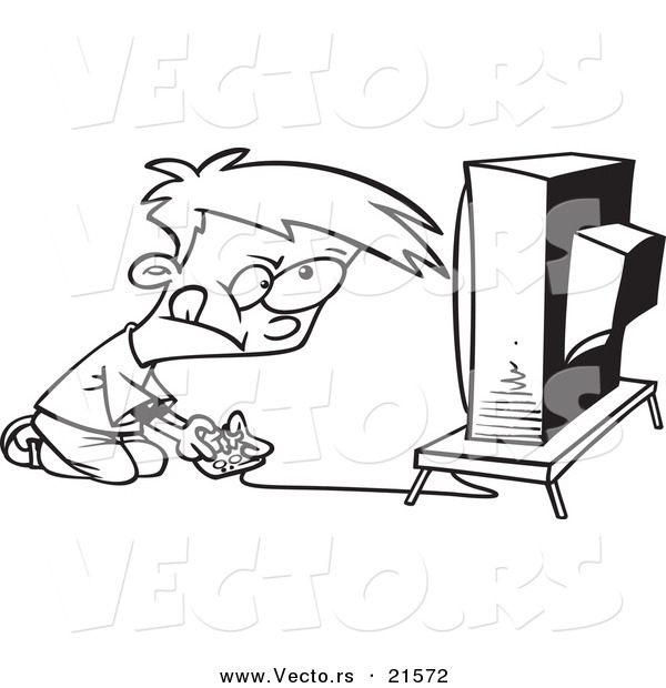 600x620 vector of a cartoon video game boy - Drawing Games For Boy