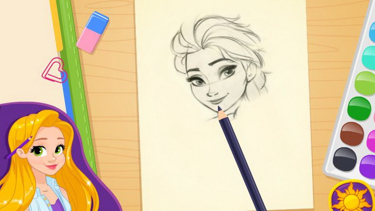 1280x720 Rapunzel Art School Disney Princess Drawing Games For Girls - Drawing Games For Girls
