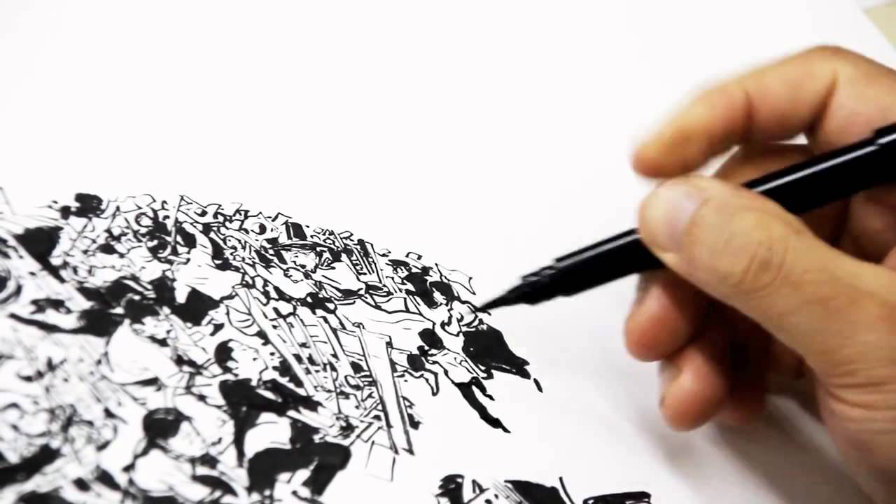 1280x720 kim jung gi awesome demonstration of drawing! - Drawing Gif
