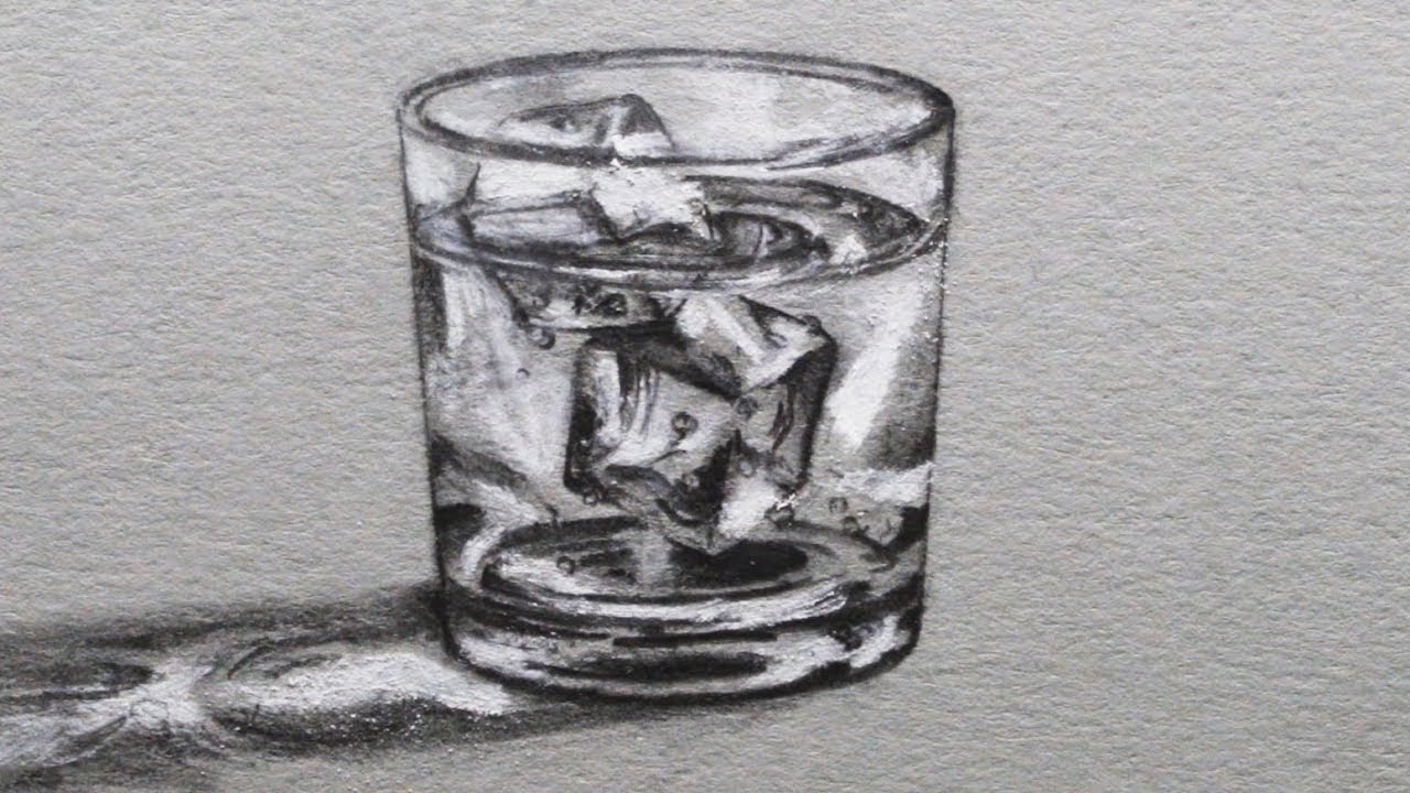 1280x720 How To Draw A Glass Of Water With Ice - Drawing Glass