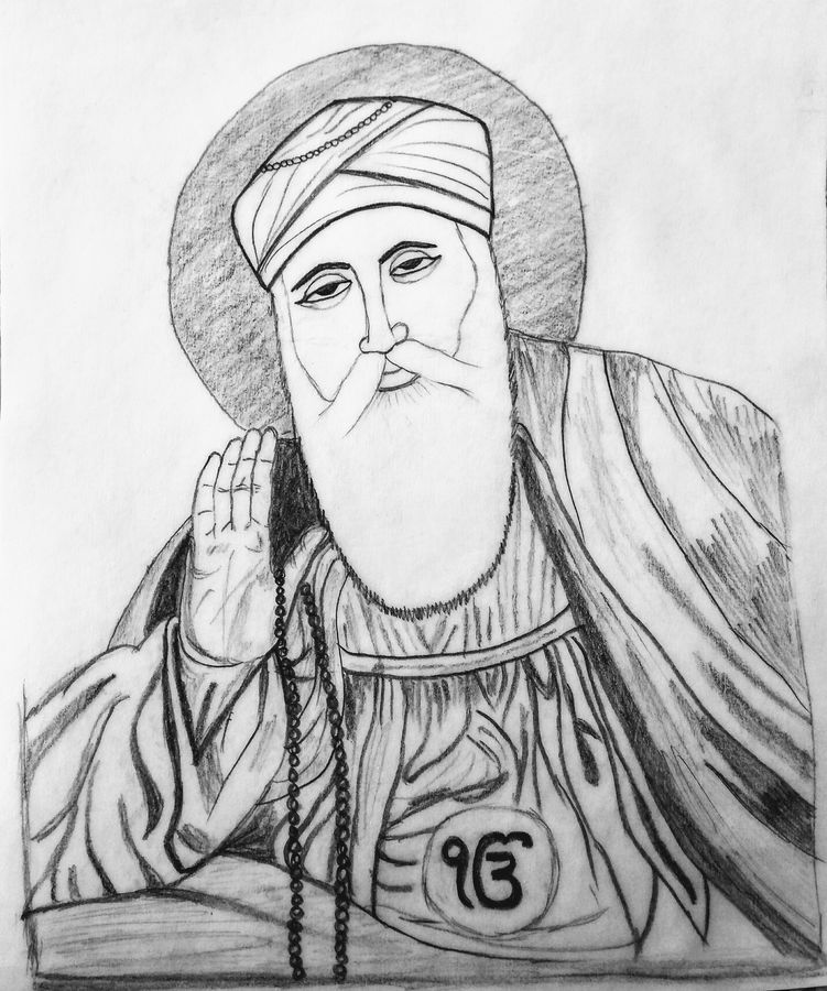 751x900 guru nanak devji painting - Drawing Guru