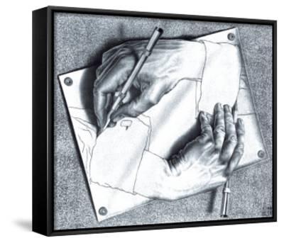 400x343 Drawing Hands Framed Canvas Print - Drawing Hands Escher