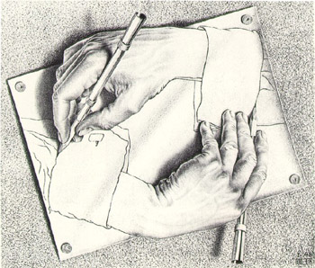 350x298 Drawing Hands - Drawing Hands Escher
