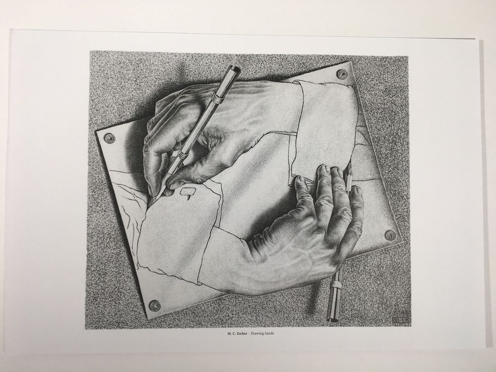 1000x750 m c escher print framable lithograph drawing hands x - Drawing Hands Escher
