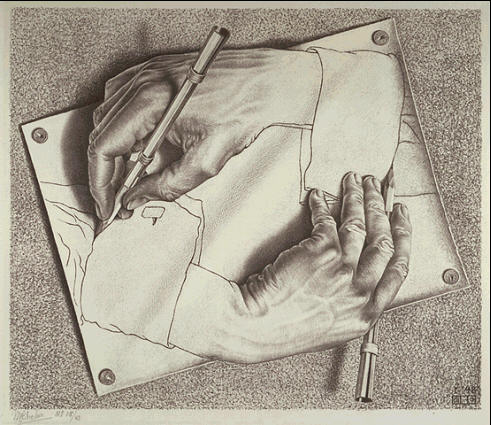 491x425 m c escher drawing hands - Drawing Hands Escher