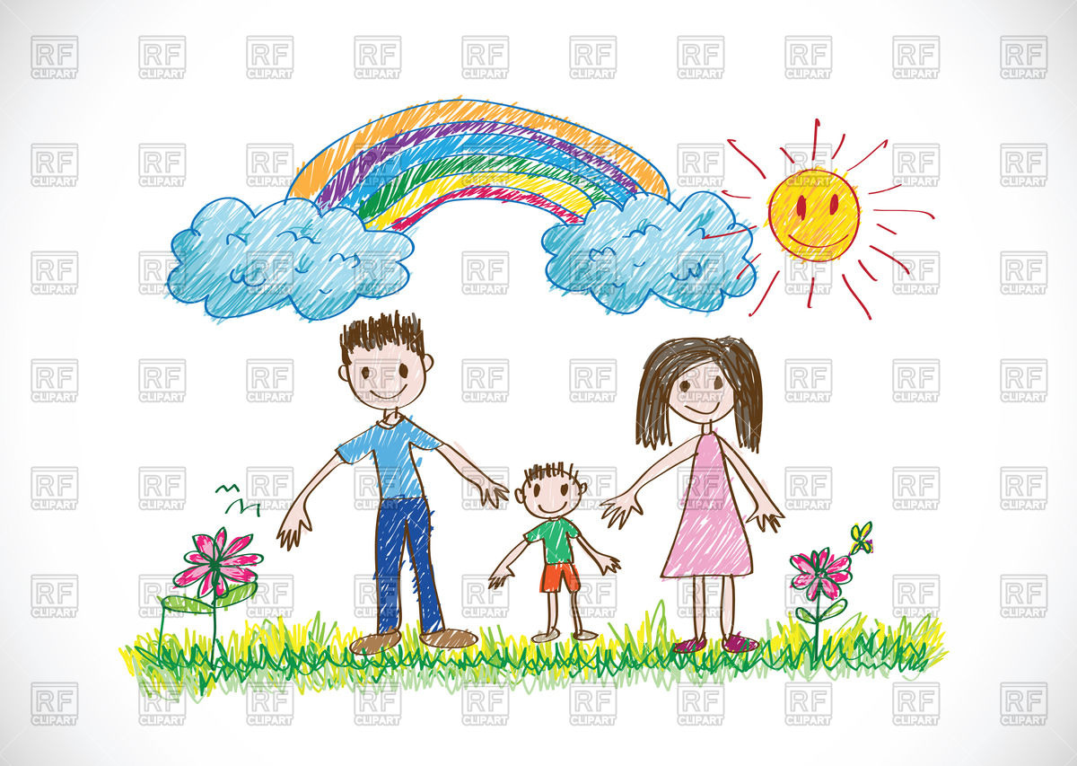 1200x853 Kids Drawing Happy Family Vector Image Of People Tumdee - Drawing Happy