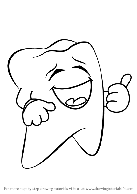 567x800 Learn How To Draw A Happy Tooth - Drawing Happy