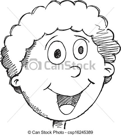 422x470 Sketch Doodle Drawing Happy Face Vector Art - Drawing Happy