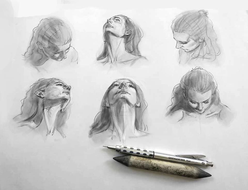 960x735 drawing pencil sketch extreme angles of heads steemit - Drawing Head Angles