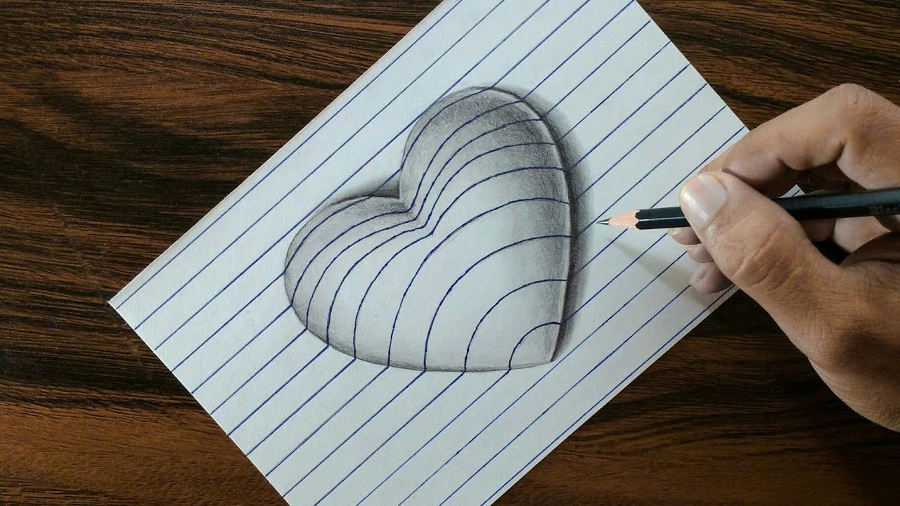 1280x720 Heart On Line Paper - Drawing Heart