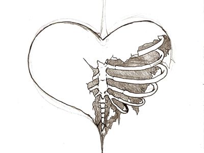 400x300 broken heart sketch art drawings, heart sketch, broken heart - Drawing Heart