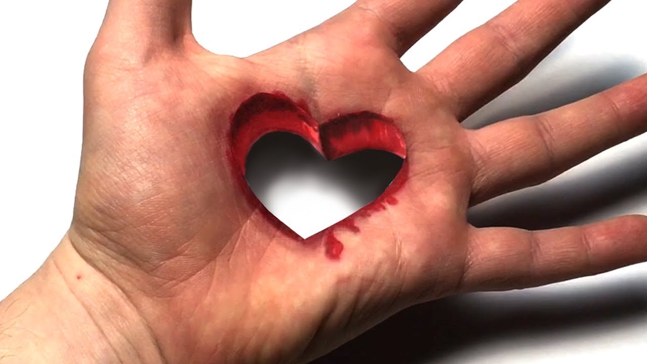 1280x720 Drawing Heart Trick Art On Hand - Drawing Heart