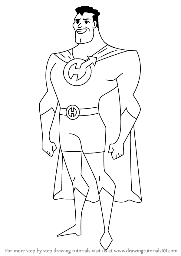 598x844 Learn How To Draw Captain Hero From Drawn Together - Drawing Hero