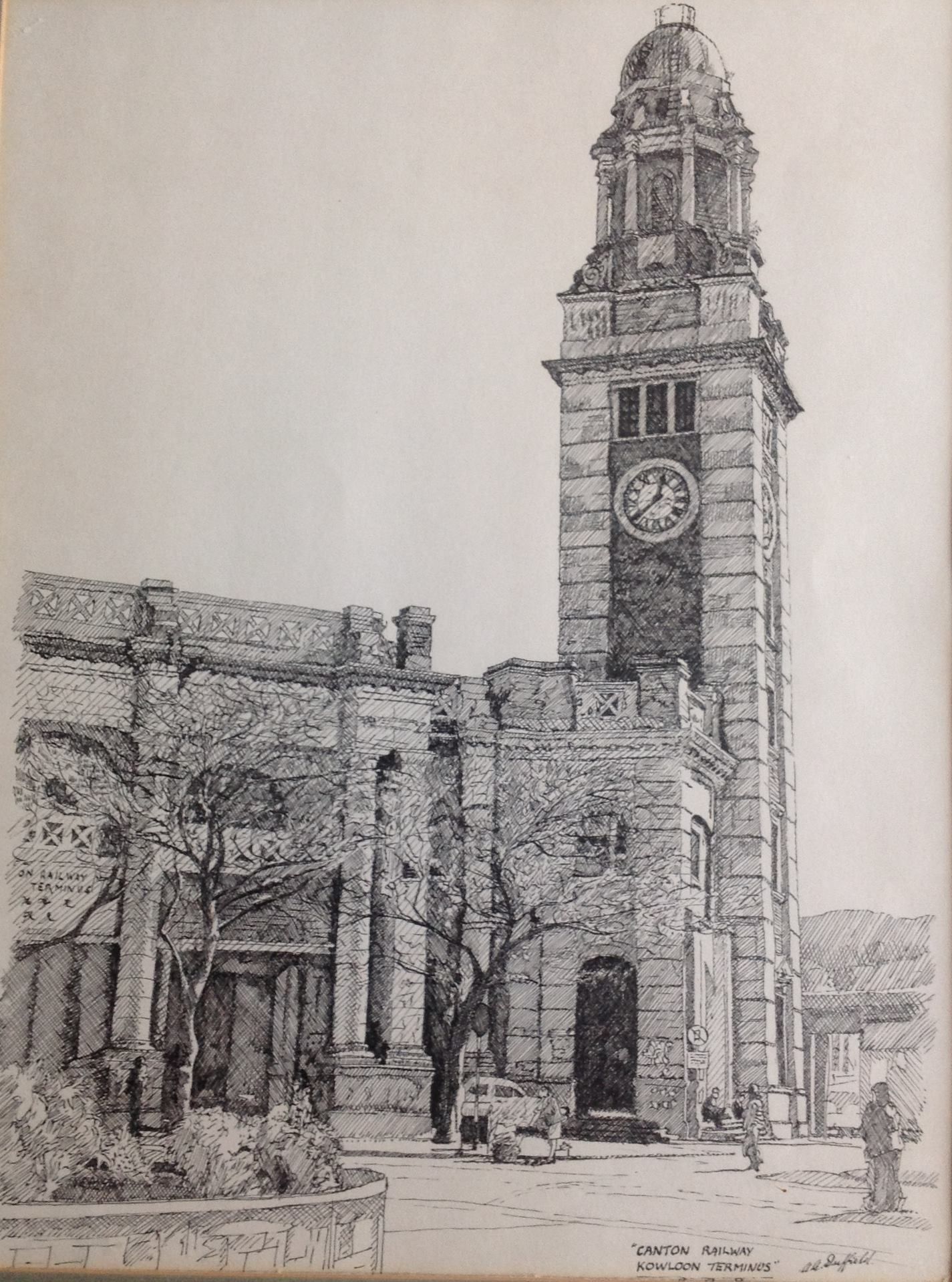 1425x1919 Hk Old Clock Tower And Station In Tst Drawing Old Hong Kong - Drawing Hk
