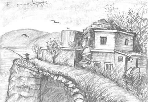 480x330 aupoman scenery drawing hk coastal fishing scenery pencil - Drawing Hk