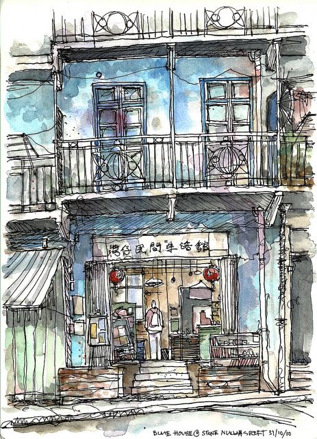 463x640 Blue House Wanch Hong Kong - Drawing Hk