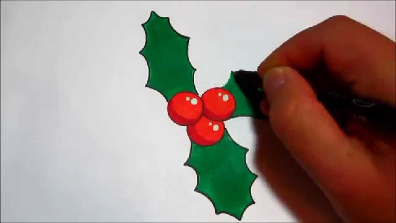 1280x720 how to draw holly for christmas - Drawing Holly Leaves And Berries