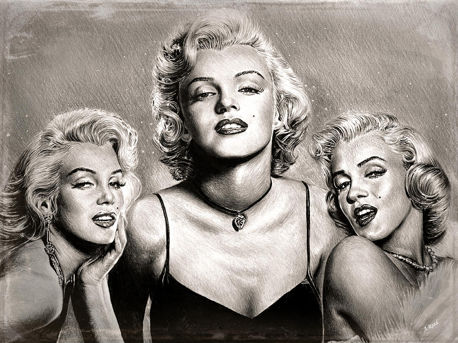 900x674 hollywood legends marilyn sepia drawing - Drawing Hollywood