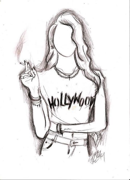 500x688 Drawings Of Things Related To Love Cigarette, Draw, Girl - Drawing Hollywood