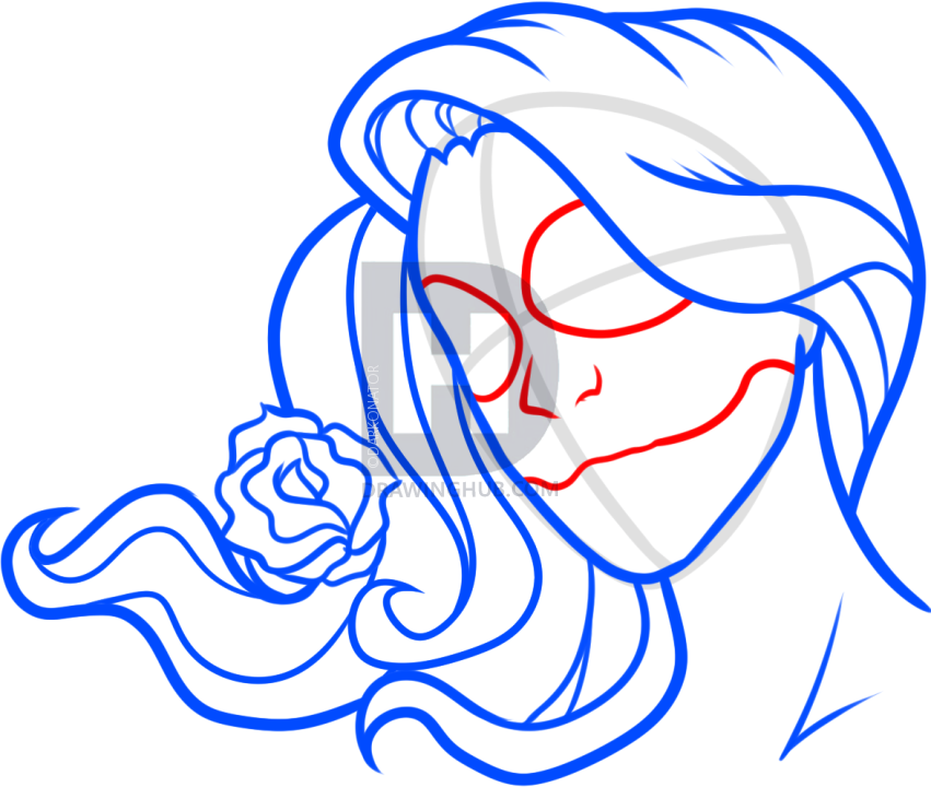 851x720 How To Draw Day Of The Dead Face, Step - Drawing Hub