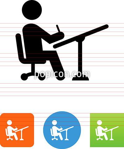 400x481 Person At Drawing Table Icon - Drawing Icon