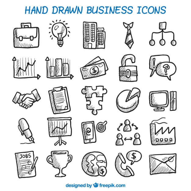 626x626 Hand Drawn Business Icons Vector Free Download - Drawing Icon Vector