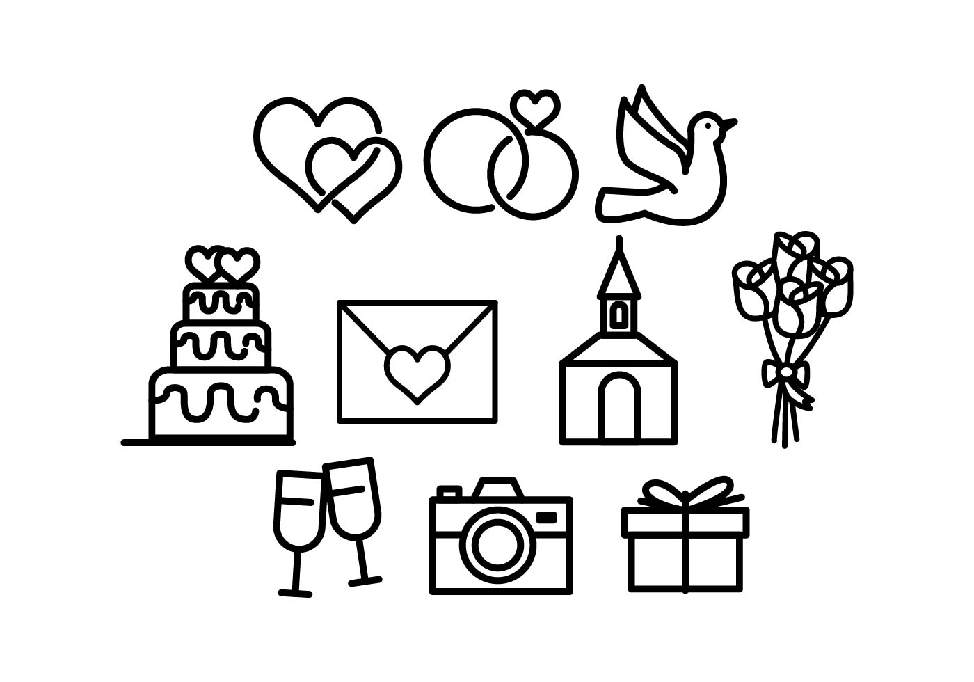 1400x980 Wedding Icons Free Vector Art - Drawing Icon Vector