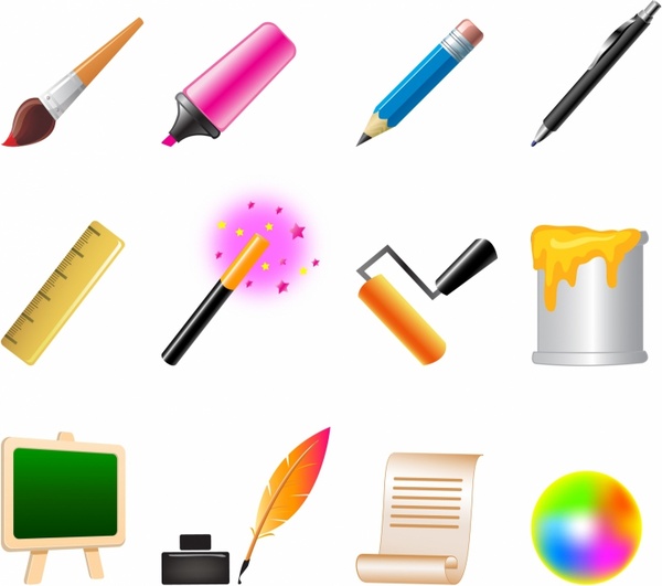 600x531 Writing And Drawing Icons Free Vector In Adobe Illustrator - Drawing Icon Vector