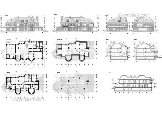540x380 Villas Dwg Models, Free Download - Drawing Images Download