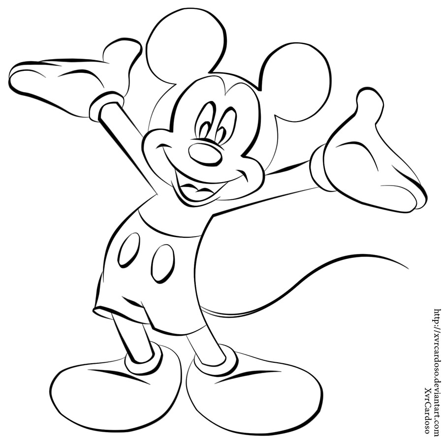 900x900 Mickey Mouse Outline Drawing Free Download - Drawing Images Free Download