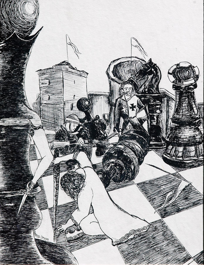 695x900 Chess Wars Drawing - Drawing In Chess