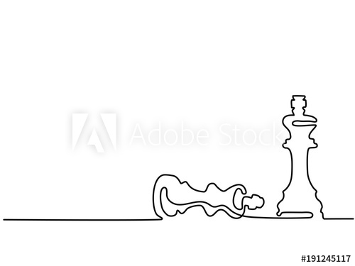 500x375 Continuous Line Drawing Chess Pieces Queen And King Vector - Drawing In Chess