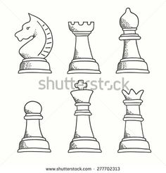 236x246 chess pieces drawings chess set game pieces line drawing - Drawing In Chess
