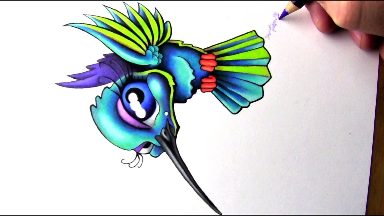 1280x720 Drawing A Colorful Bird In Color Pencils - Drawing In Color