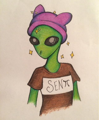 320x389 My Cute Little Alien Drawing In Color Pencil Alien Chan - Drawing In Color
