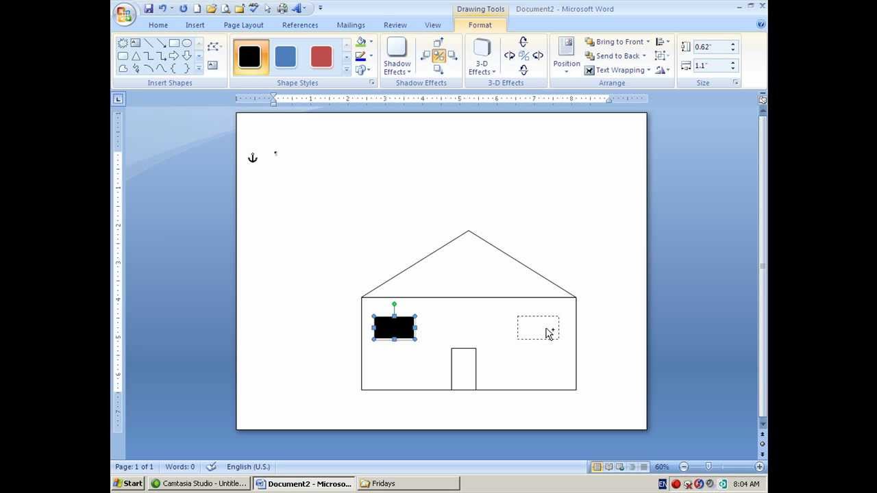 1280x720 How To Draw A House In Ms Word Shapes And Layers - Drawing In Microsoft Word