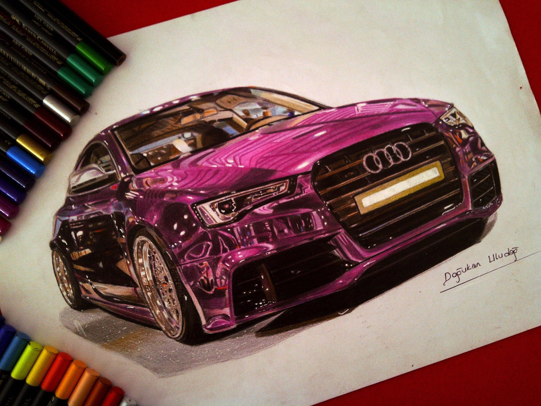 1900x1425 drawings of ultra shiny automobiles - Drawing In The Car
