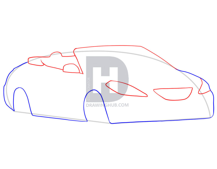 921x720 how to draw a convertible, step - Drawing In The Car
