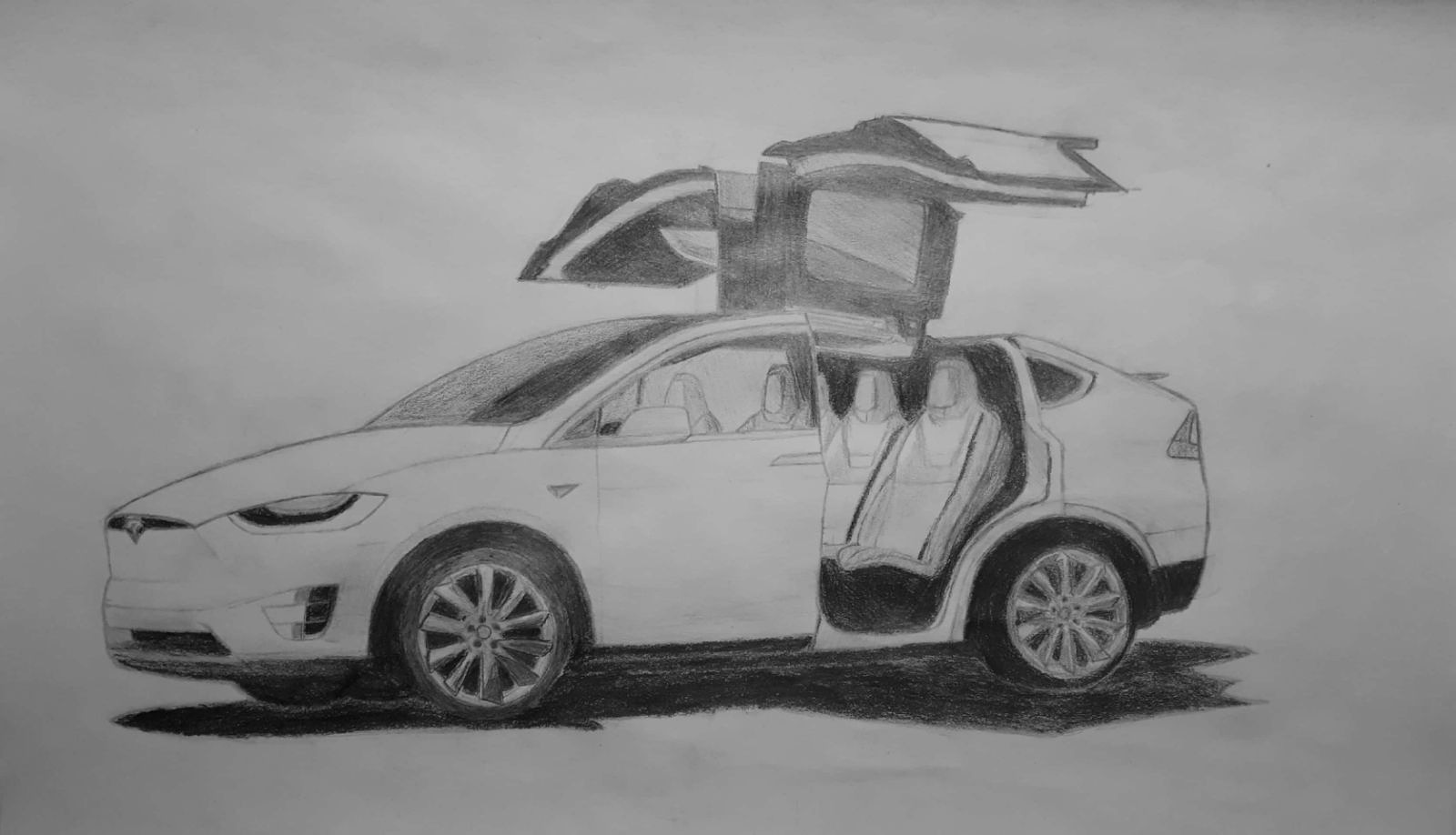 1600x918 My Drawing Of The Tesla Model X The Best Car In The World - Drawing In The Car