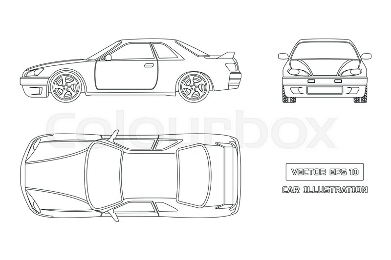 800x533 Contour Drawing Of The Car On A White Stock Vector Colourbox - Drawing In The Car
