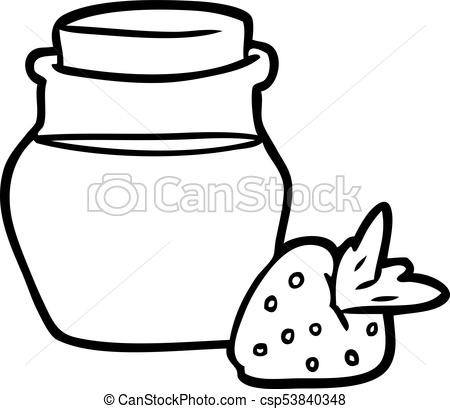 450x409 line drawing of a jar of strawberry jam - Drawing Jam