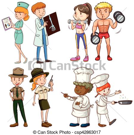 450x455 people doing different jobs illustration - Drawing Jobs