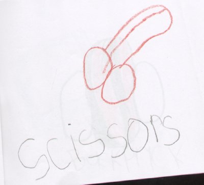 400x363 kid's drawing scissors entertainment funny pictures movies - Drawing Jokes