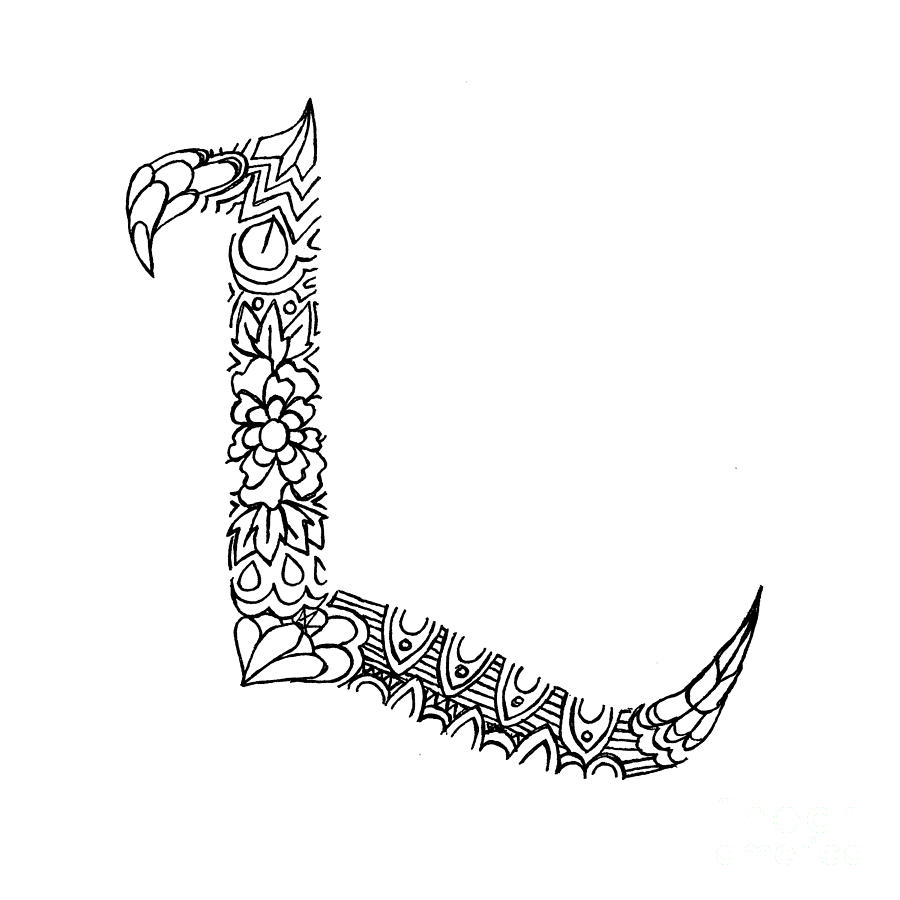 900x900 patterned letter l drawing - Drawing L