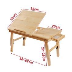 236x236 Solid Wood Foldable Notebook Laptop Table, Adjustable Height - Drawing Lap Desk
