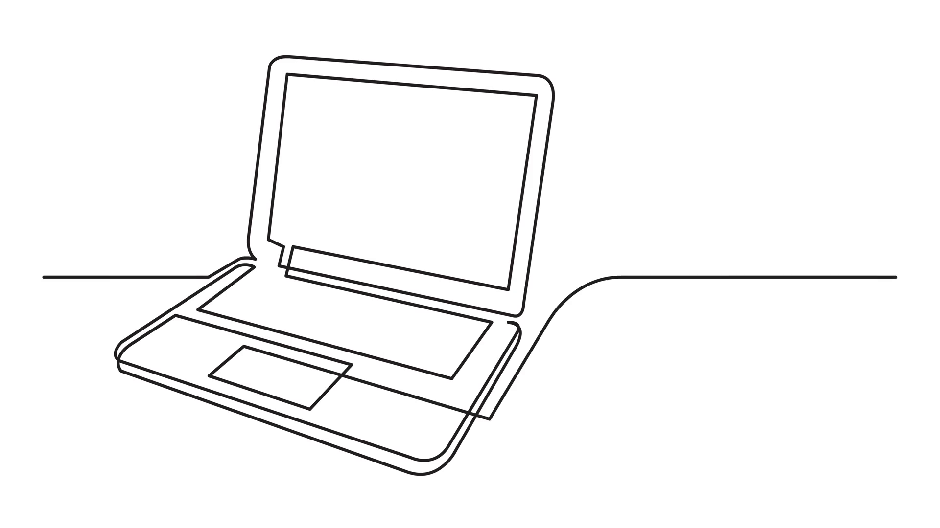 1920x1080 continuous line drawing of laptop computer on white background - Drawing Laptop