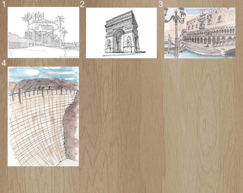 794x631 las vegas nevada ink and watercolor art prints drawing etsy - Drawing Las Vegas