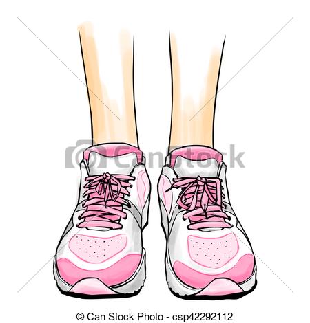 450x470 joggingrunning shoes, sneakers illustration with slim female - Drawing Legs And Shoes