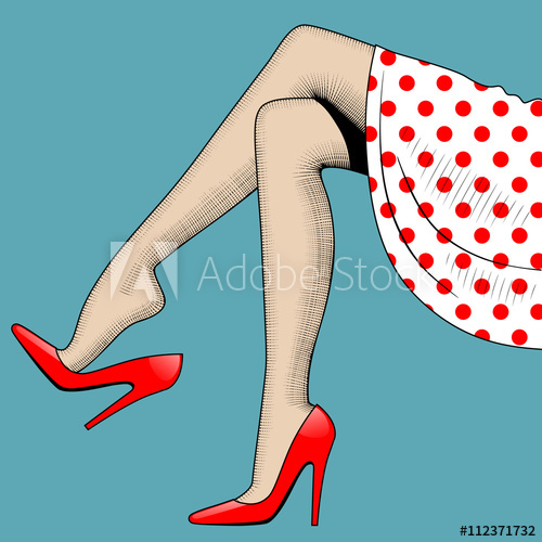 500x500 vintage drawing of beautiful woman legs in red high heeled shoes - Drawing Legs And Shoes